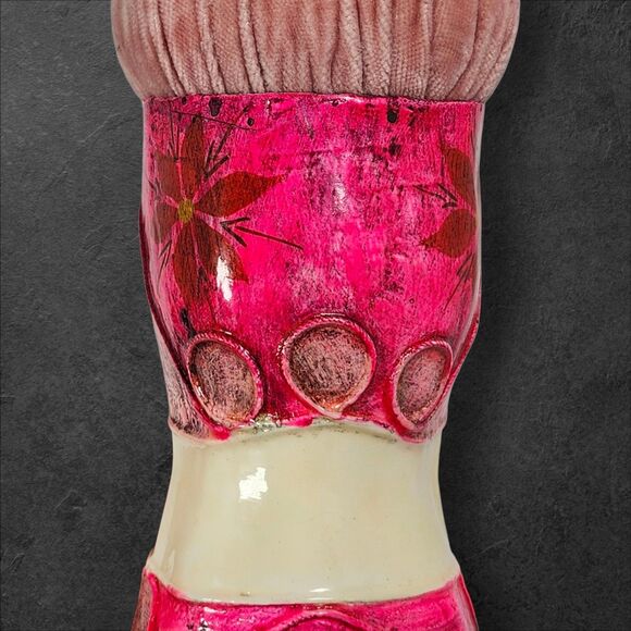 Vintage Papier-Mâché Lady Head Pin Cushion, Gemma Taccogna Style, 8" Pink MCM - Picture 9 of 12